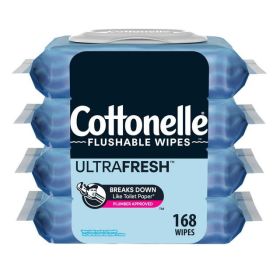 Cottonelle Ultra Fresh Flushable Wipes, 4 Flip-Top Packs, 42 Wipes per Pack (168 Total)