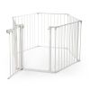 6-Panel Metal Baby Playpen Fireplace Safety Fence w/ Walk-Through Door in 2 Directions, 5-in-1 Extra Wide Barrier Gate for Indoor Baby/ Pet /Christmas