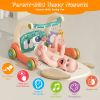 3 in 1 Baby Gym Playmat with Learning Walker Baby Playmat with Piano Keyboard Game Panel 5 Fun Rattle Toys for 0-12 Months Old Musical Activity Center