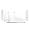 6-Panel Metal Baby Playpen Fireplace Safety Fence w/ Walk-Through Door in 2 Directions, 5-in-1 Extra Wide Barrier Gate for Indoor Baby/ Pet /Christmas