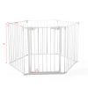 6-Panel Metal Baby Playpen Fireplace Safety Fence w/ Walk-Through Door in 2 Directions, 5-in-1 Extra Wide Barrier Gate for Indoor Baby/ Pet /Christmas