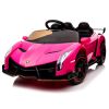 LEADZM Lamborghini Poison Small Dual Drive 12V 4.5AH with 2.4G Remote Control Sports Car Pink