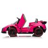 LEADZM Lamborghini Poison Small Dual Drive 12V 4.5AH with 2.4G Remote Control Sports Car Pink