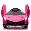 LEADZM Lamborghini Poison Small Dual Drive 12V 4.5AH with 2.4G Remote Control Sports Car Pink