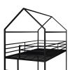 Bunk Beds for Kids Twin over Twin,House Bunk Bed Metal Bed Frame Built-in Ladder,No Box Spring Needed Black