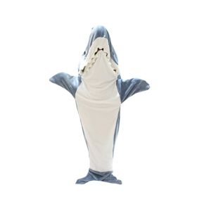 Cartoon Sand Carving Shark Sleeping Bag Pajamas Flannel Shark Home Wear One-piece Summer (Option: Gray Shark Sleeping Bag-170cmM Yards)