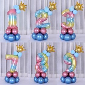 1 SET Color Change Foil Number Foil Balloons for 1st Birthday Party Decorations Kids Toys Baby Shower Latex Globos (size: 9)