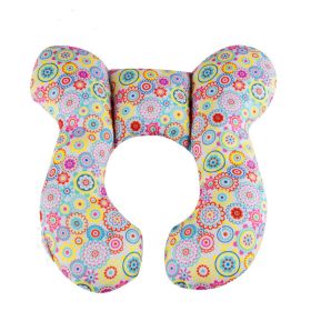 Infant Pillow Baby Bed U-Shaped Safety Seat Neck Guard Fixed Stereotyped Stroller Pillow (Color: Flower, size: OPP)