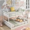 Twin over Full House Bunk Bed with Built-in Ladder