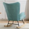 36.6 Inch Soft Seating Patchwork Accent Rocking Chair With Solid Wood Armrest And Feet