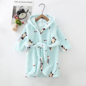 Children Clothing Home Clothes Flannel Men's Women's Hoodie Coral Velvet Night-robe (Option: Blue Fox-160 Yards)